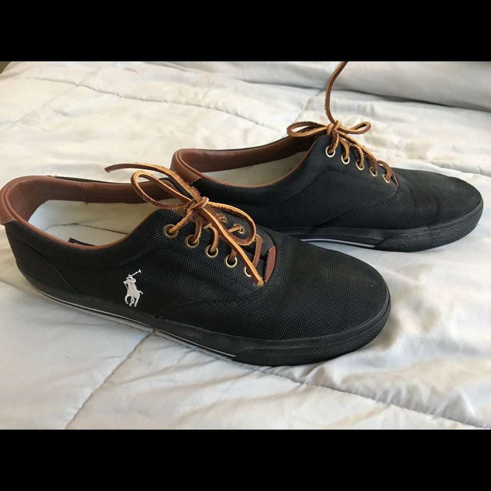 Polo Lace Up Black Nylon Shoes Low Ankle